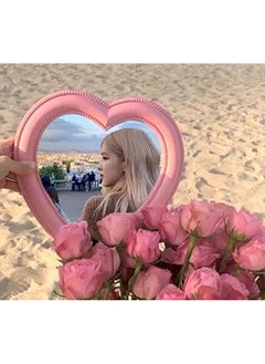 BinaryABC Heart Makeup Mirror Cosmetic Mirror Wall Desktop Mirror Bedroom Mirrorvalentines Day Gift(Pink)  - Image 3