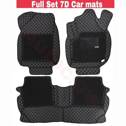 AutoClow Premium 7D Car Mat Full Set Toyota Glanza || Luxury Leather Dual-Stitch Full Set 7D Car Floor Mat || 100% Waterproof || Color : Black-Golden (Design-1) - Image 2