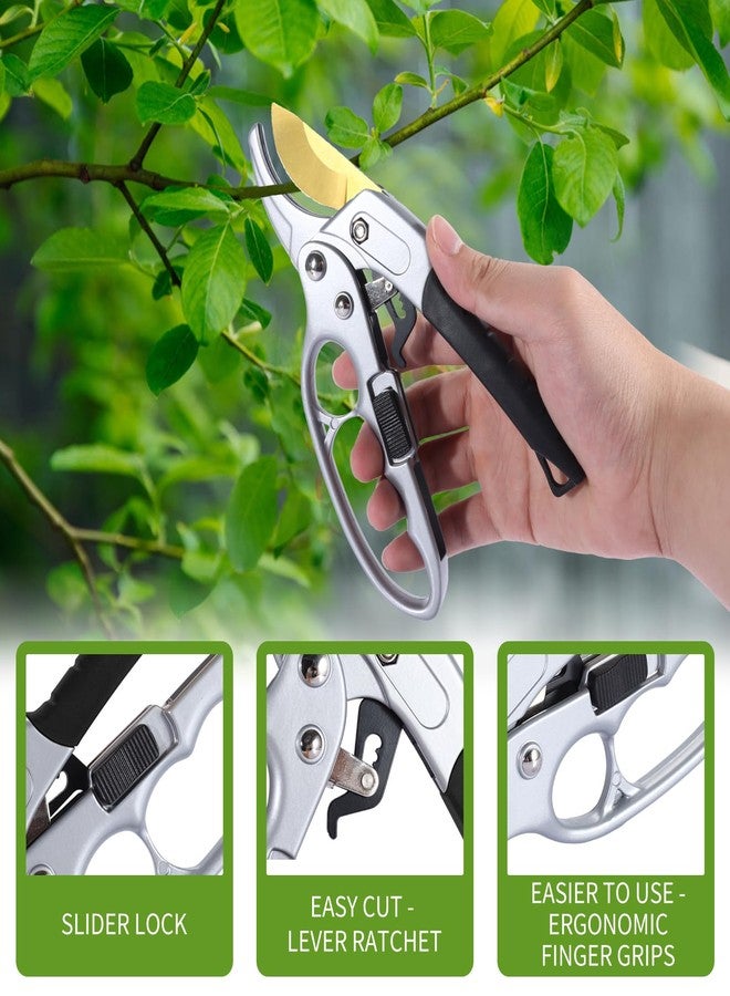 MEPEREZ Ultra Sharp Germany Titanium Steel Pruning Shears - Cuts 3X Easier, Weak Hand Arthritis Snips, Rust-Resistant, Effortlessly 1-Inch Cut Capacity Garden Scissors, Ergonomic Handle - Image 4