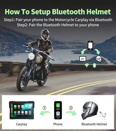 Aoocci C7 Motorcycle Carplay, GPS Navigation System with Apple CarPlay & Android Auto, 7-inch HD Touchscreen for Motorcycle, IP67 Waterproof, Support Dual Bluetooth, Smartphone Mirroring (C7 NO TPMS) - Image 4