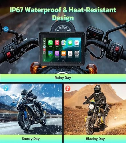 Aoocci C7 Motorcycle Carplay, GPS Navigation System with Apple CarPlay & Android Auto, 7-inch HD Touchscreen for Motorcycle, IP67 Waterproof, Support Dual Bluetooth, Smartphone Mirroring (C7 NO TPMS) - Image 5