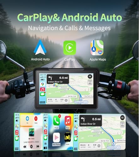 Aoocci C7 Motorcycle Carplay, GPS Navigation System with Apple CarPlay & Android Auto, 7-inch HD Touchscreen for Motorcycle, IP67 Waterproof, Support Dual Bluetooth, Smartphone Mirroring (C7 NO TPMS) - Image 3
