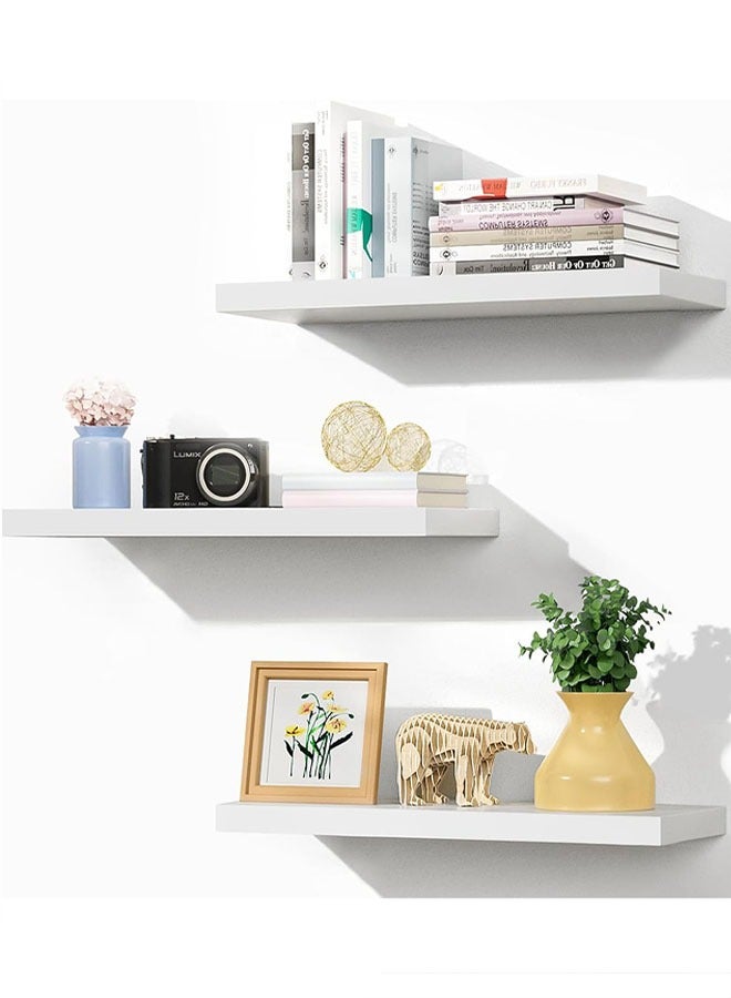 Solid Wood Floating Shelves, 3 PCS Wooden Shelves for Wall, Wood Shelf Wall Mounted Picture Ledge Shelf Modern Decorative Display for Bathroom, Bedroom, Office, Living Room, Kitchen - Image 1