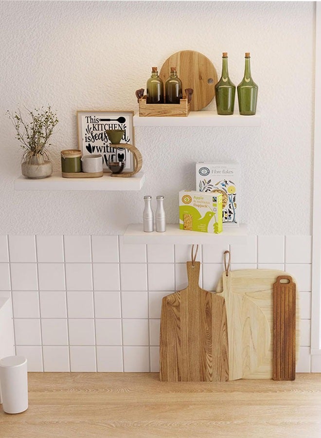 Solid Wood Floating Shelves, 3 PCS Wooden Shelves for Wall, Wood Shelf Wall Mounted Picture Ledge Shelf Modern Decorative Display for Bathroom, Bedroom, Office, Living Room, Kitchen - Image 4