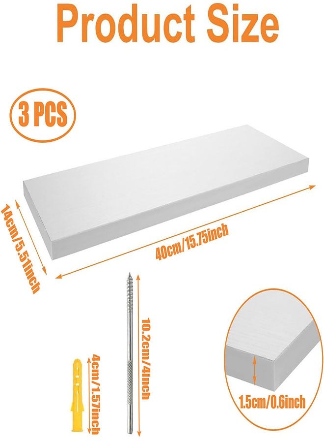 Solid Wood Floating Shelves, 3 PCS Wooden Shelves for Wall, Wood Shelf Wall Mounted Picture Ledge Shelf Modern Decorative Display for Bathroom, Bedroom, Office, Living Room, Kitchen - Image 2