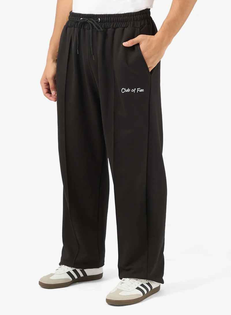 Graphic Print Open Hem Joggers