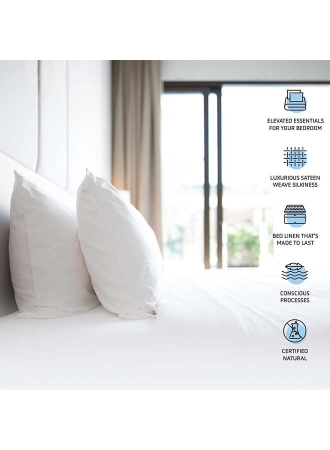 RocketLinen King 400 Thread Count 4 Piece Cotton Bed Sheet Set Flat Sheet Fitted Sheet & 2 Pillowcase Sateen Weave Beige Easy Care Hotel Style (King) - Image 4