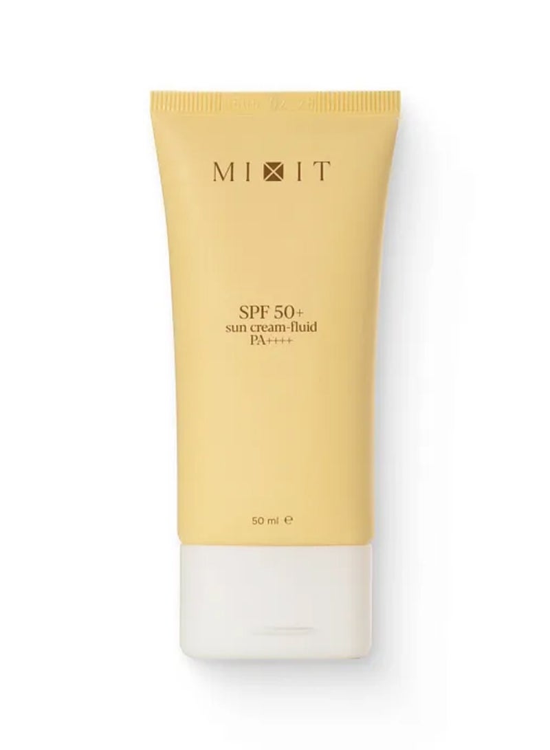 MIXIT SPF 50 Lightweight Face Cream Fluid, No White Cast UVA/UVB Sunscreen with Hyaluronic Acid, 50ml - Image 1