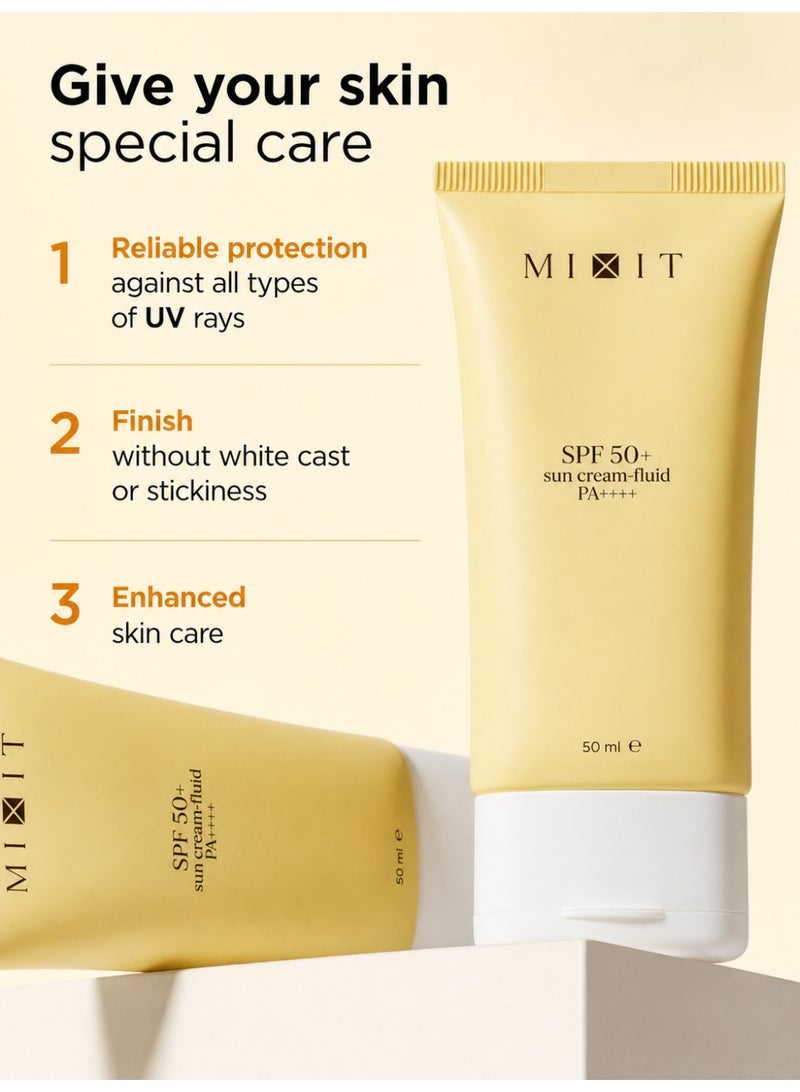MIXIT SPF 50 Lightweight Face Cream Fluid, No White Cast UVA/UVB Sunscreen with Hyaluronic Acid, 50ml - Image 4
