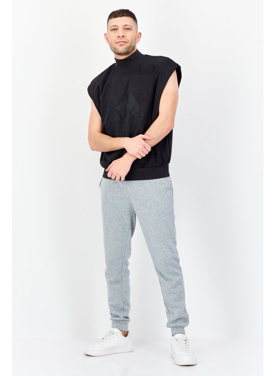 Men Sportswear Fit Sleeveless Basketball Sweatshirt, Black