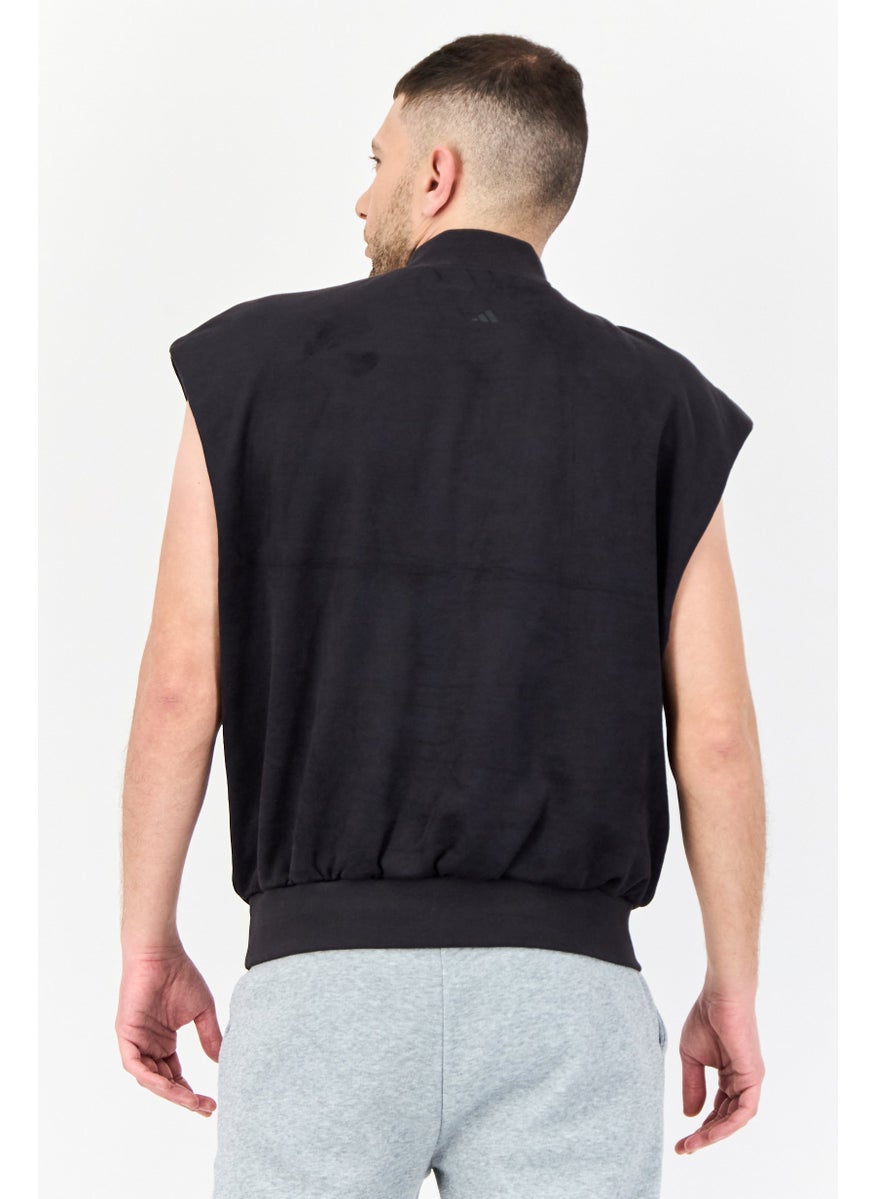 Men Sportswear Fit Sleeveless Basketball Sweatshirt, Black