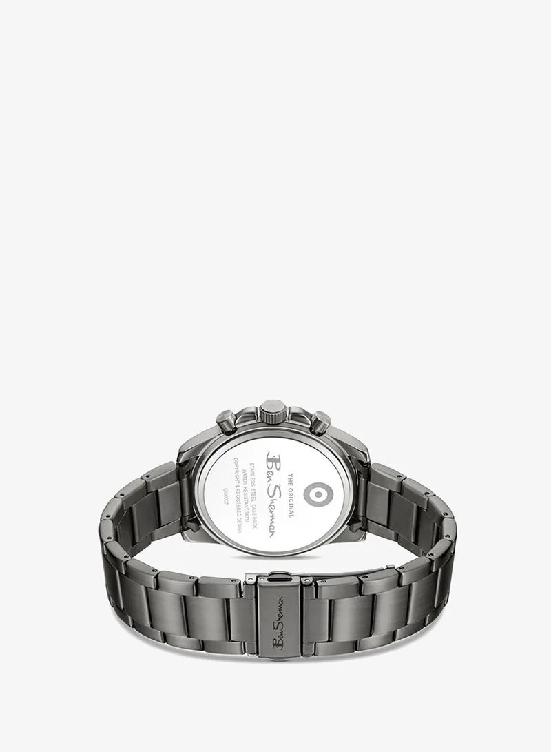 Ben Sherman Gunmetal Liverpool  Gunmetal Dial Gunmetal Stainless Steel Bracelet Chronograph Watch for Men, 44mm for Men | Best Price UAE