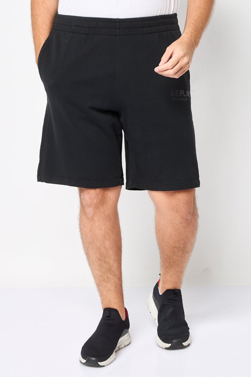 Replay Men Regular Fit Brand Logo Basic Shorts, Black - Image 1