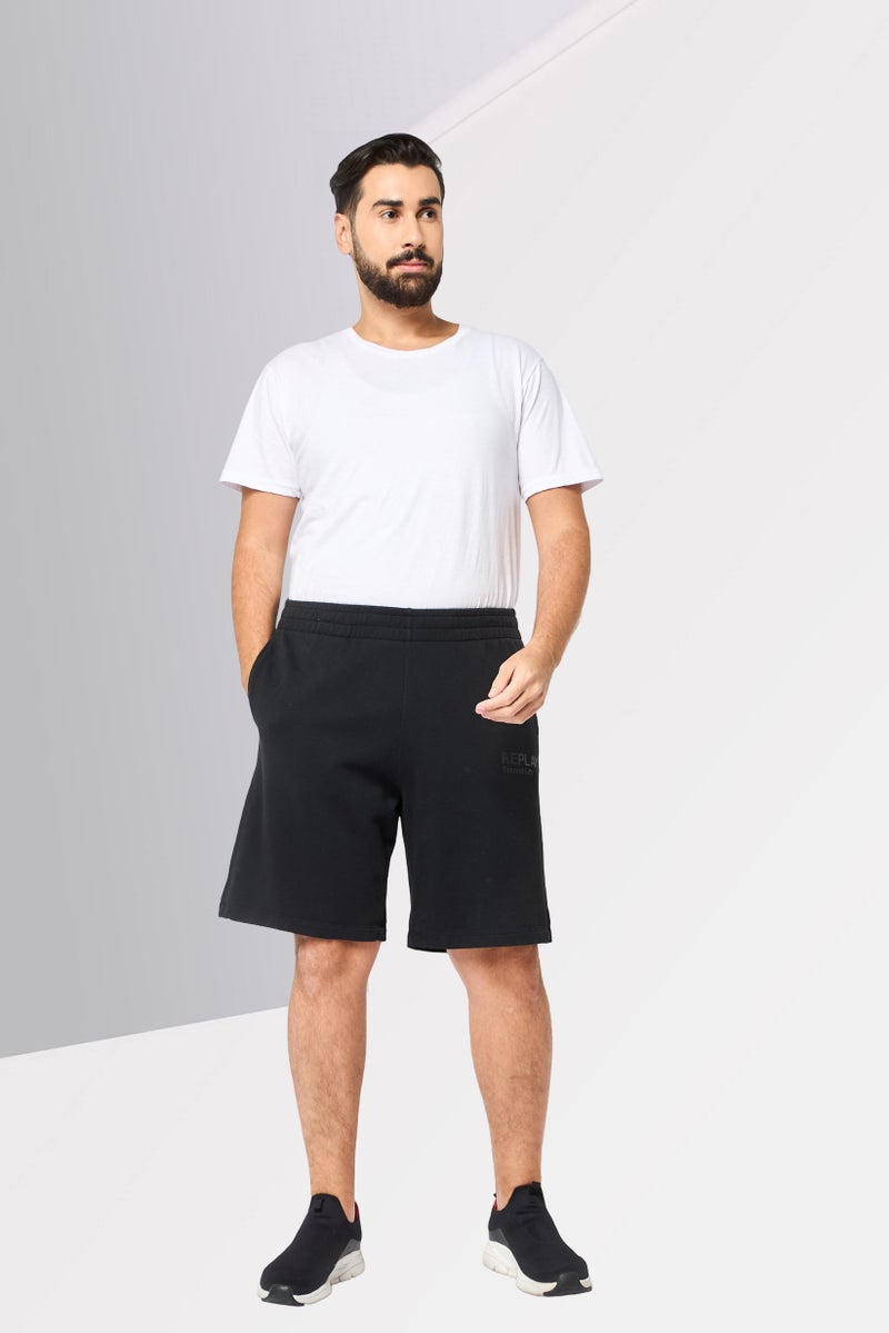 Replay Men Regular Fit Brand Logo Basic Shorts, Black - Image 2