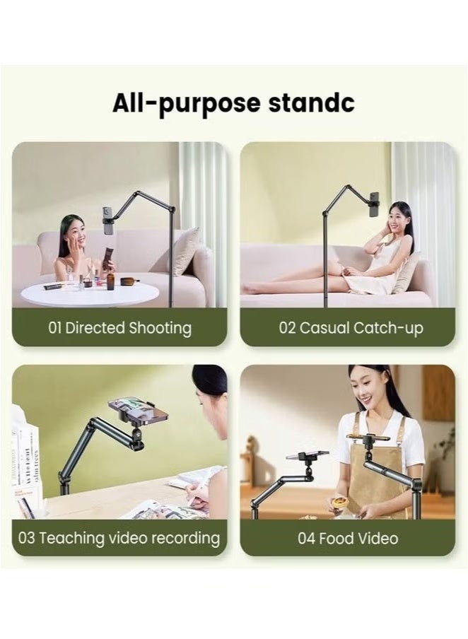 vesus Adjustable Floor Mobile Phone Holder Stand – Overhead Cantilever Design with 360° Rotation & Height Adjustment – Hands-Free Stand for Live Streaming, Video Recording, Online Classes & Movie Watching – Stable Base & Universal Phone Compatibility - Image 3