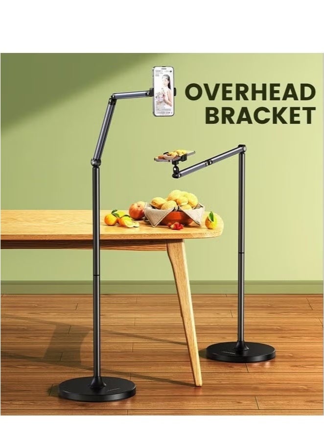 vesus Adjustable Floor Mobile Phone Holder Stand – Overhead Cantilever Design with 360° Rotation & Height Adjustment – Hands-Free Stand for Live Streaming, Video Recording, Online Classes & Movie Watching – Stable Base & Universal Phone Compatibility - Image 2