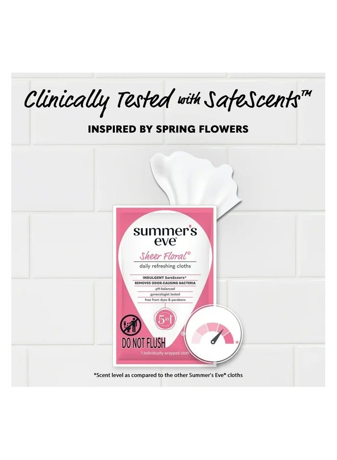 Summer's Eve Sheer Floral Daily Feminine Wipes, Removes Odor, pH Balanced, 12 count - Image 2
