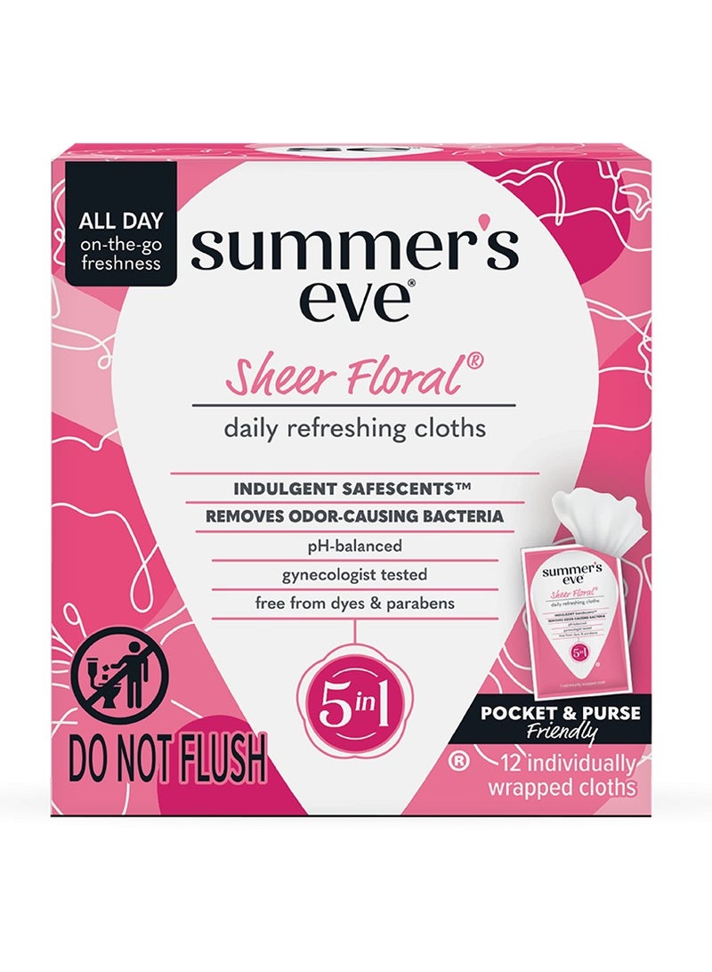 Summer's Eve Sheer Floral Daily Feminine Wipes, Removes Odor, pH Balanced, 12 count - Image 3