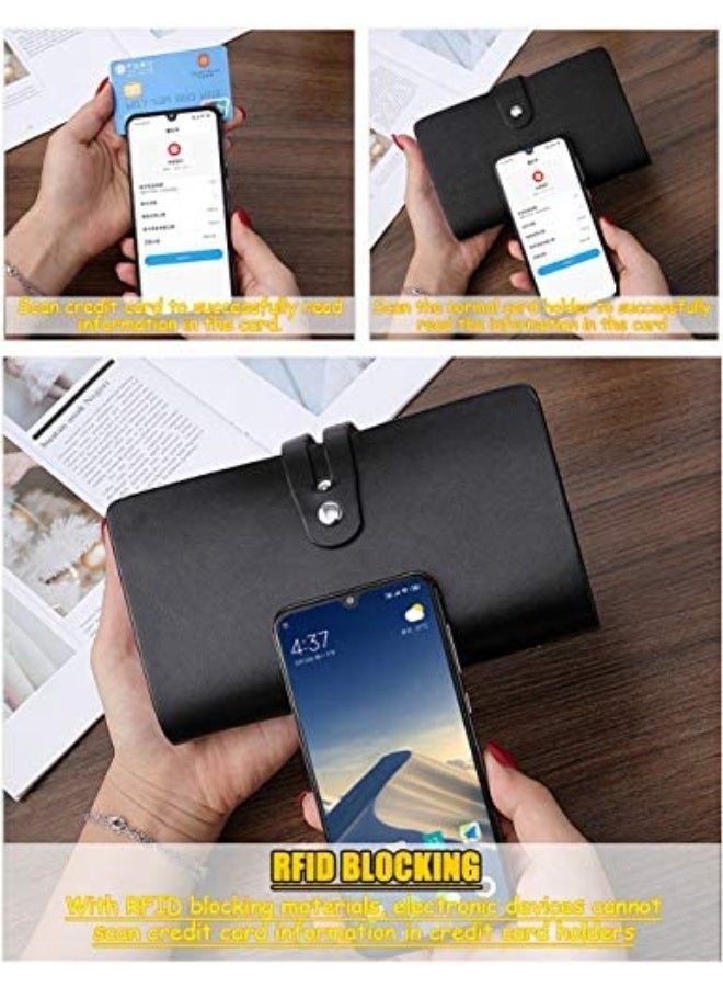 RFID Credit Card Holder, Leather Business Card Organizer with 96 Card Slots, Credit Card Protector for Managing Your Different Cards and Important Documents to Prevent Loss or Damage - Image 5