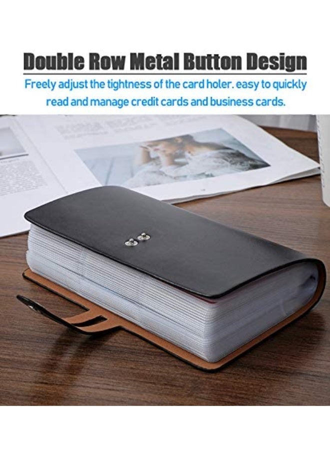 RFID Credit Card Holder, Leather Business Card Organizer with 96 Card Slots, Credit Card Protector for Managing Your Different Cards and Important Documents to Prevent Loss or Damage - Image 2