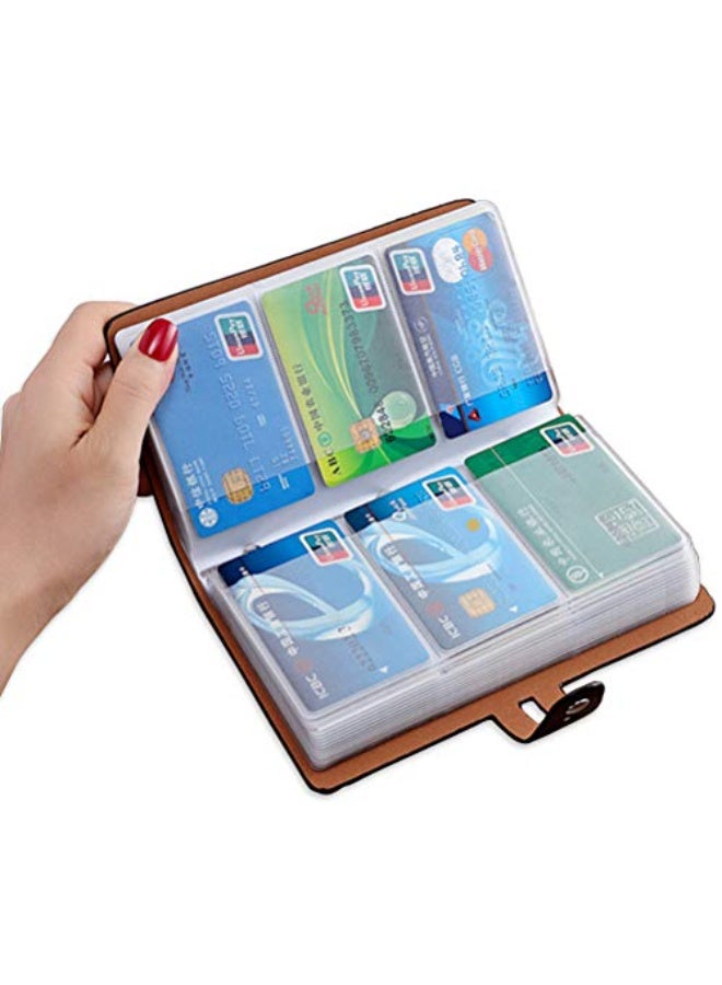 RFID Credit Card Holder, Leather Business Card Organizer with 96 Card Slots, Credit Card Protector for Managing Your Different Cards and Important Documents to Prevent Loss or Damage - Image 1
