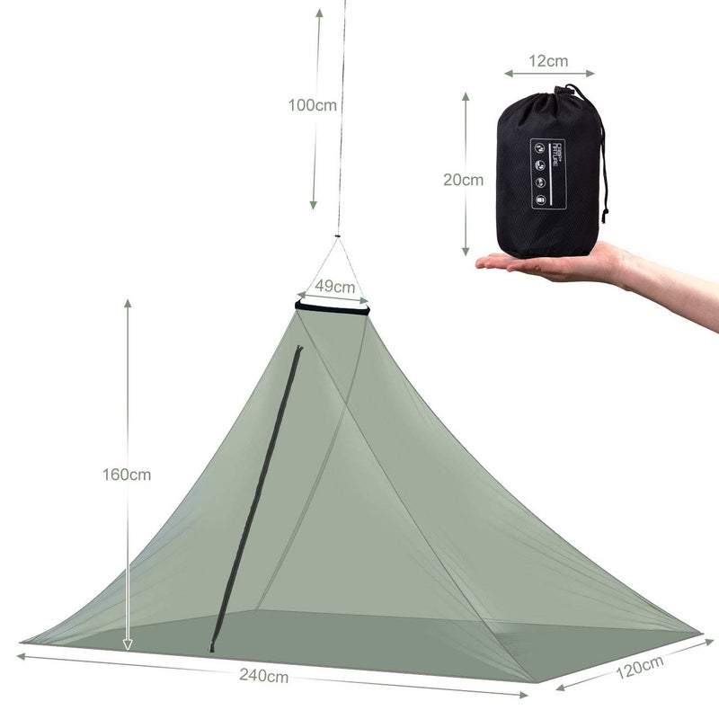 GWHOLE Mosquito Net for Camping with Carry Bag, Portable Outdoor Mosquito Net with Tent Pegs for Single Cot Camping Patio Outdoor - Image 1