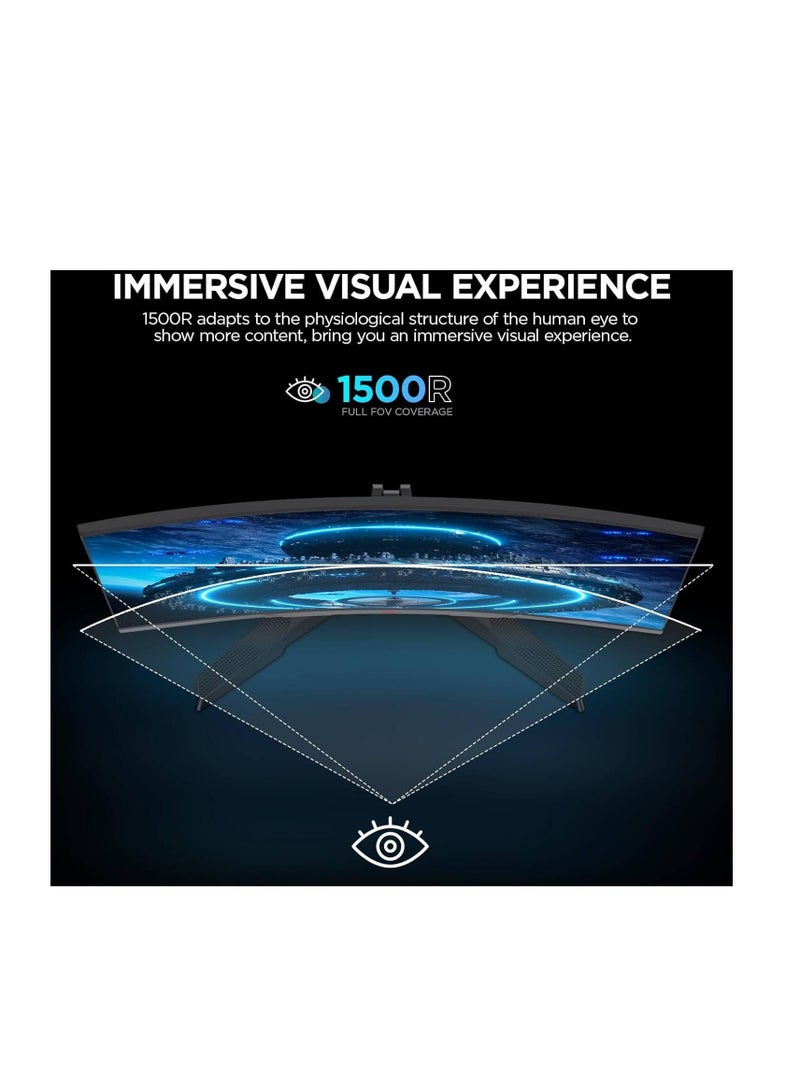 KOORUI KOORUI 24" FHD 1080P Curved VA Gaming Monitor, 165Hz Refresh Rate, 1ms Resposne Time, Adaptive Sync, 8bit 16.7 Million Color with sRGB 99%, HDMI X2 /DP, VESA Compatible, Black | 24E6CA  - Image 2