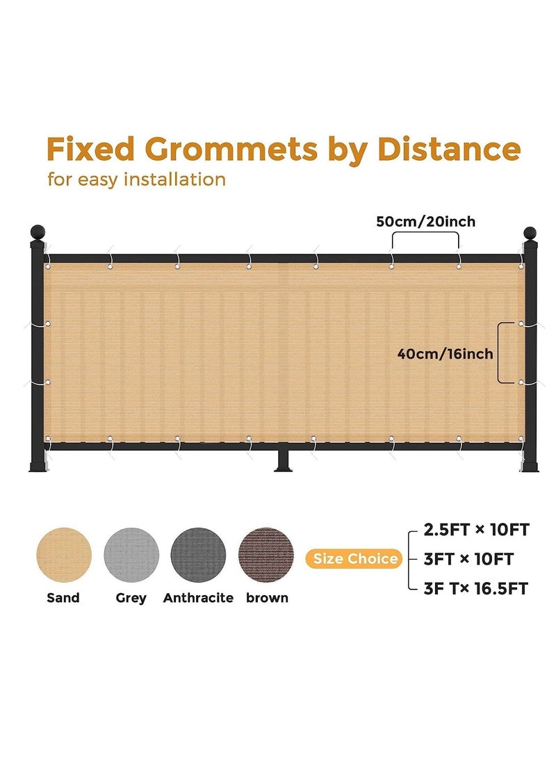 Excefore - Balcony Screen Privacy Fence Cover 3' x 16.5' Sand Fence Netting Mesh Shade Cloth Fabric UV Protection for Apartment Balcony Railing Porch Outdoor, Backyard, Patio, Included Cable Ties Rope - Image 1