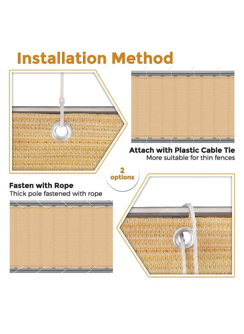 Excefore - Balcony Screen Privacy Fence Cover 3' x 16.5' Sand Fence Netting Mesh Shade Cloth Fabric UV Protection for Apartment Balcony Railing Porch Outdoor, Backyard, Patio, Included Cable Ties Rope - Image 1