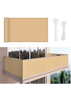 Balcony Screen Privacy Fence Cover 3' x 16.5' Sand Fence Netting Mesh Shade Cloth Fabric UV Protection for Apartment Balcony Railing Porch Outdoor, Backyard, Patio, Included Cable Ties Rope