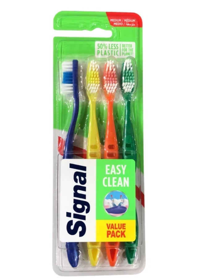Signal Tooth Brush Family Pack Easy Clean Soft  Medium soft Set of 4