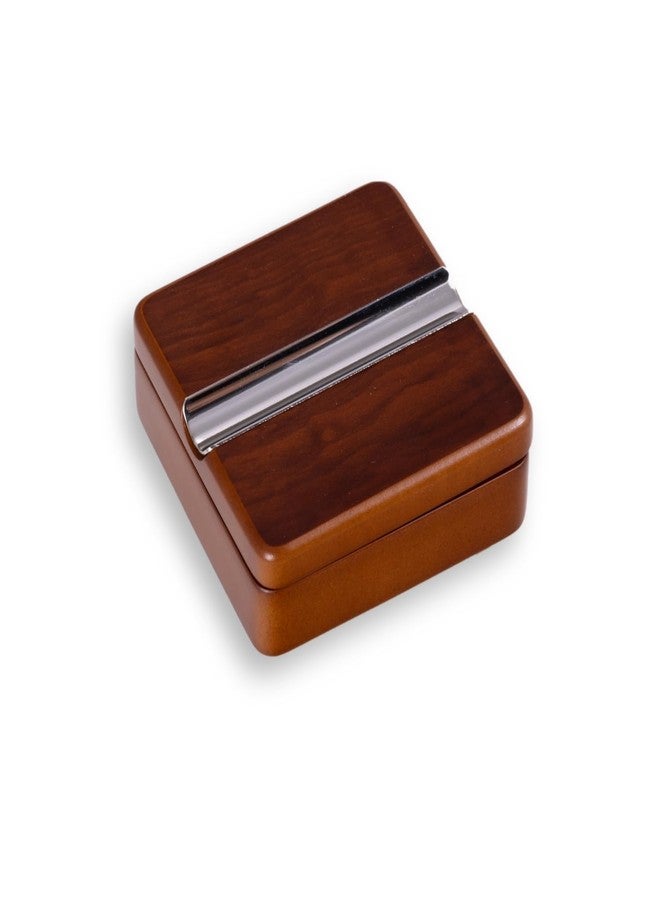 Bey-Berk Single Cigar Ashtray with Compact, Swivel Design 4"x4"x1.75" (LxWxH) Luxury Solid Wood Cigar Ashtray with Stainless Steel Tray for Outdoors, Travel and Indoor Use - Brown - Image 4