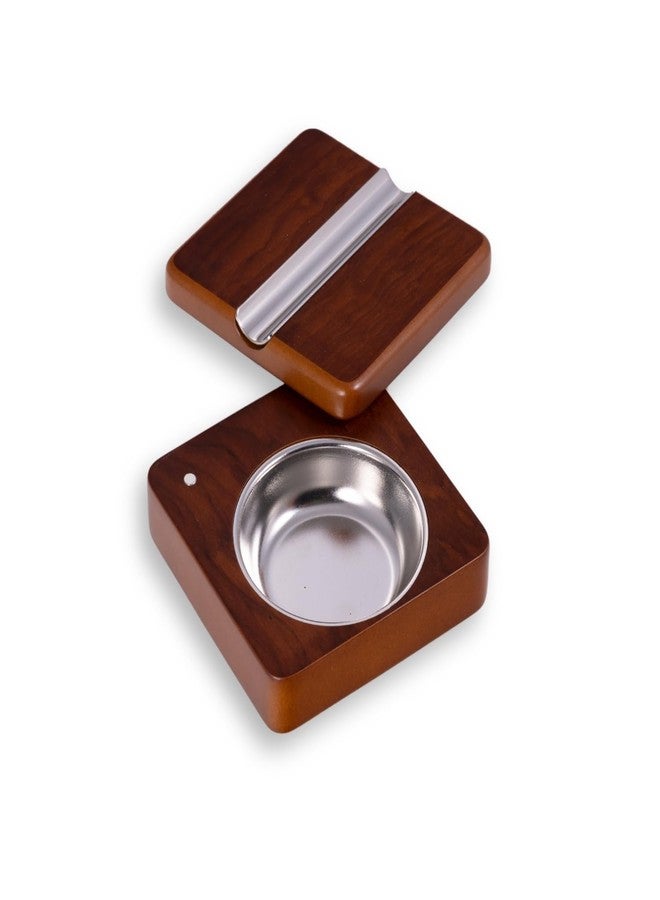 Bey-Berk Single Cigar Ashtray with Compact, Swivel Design 4"x4"x1.75" (LxWxH) Luxury Solid Wood Cigar Ashtray with Stainless Steel Tray for Outdoors, Travel and Indoor Use - Brown - Image 5