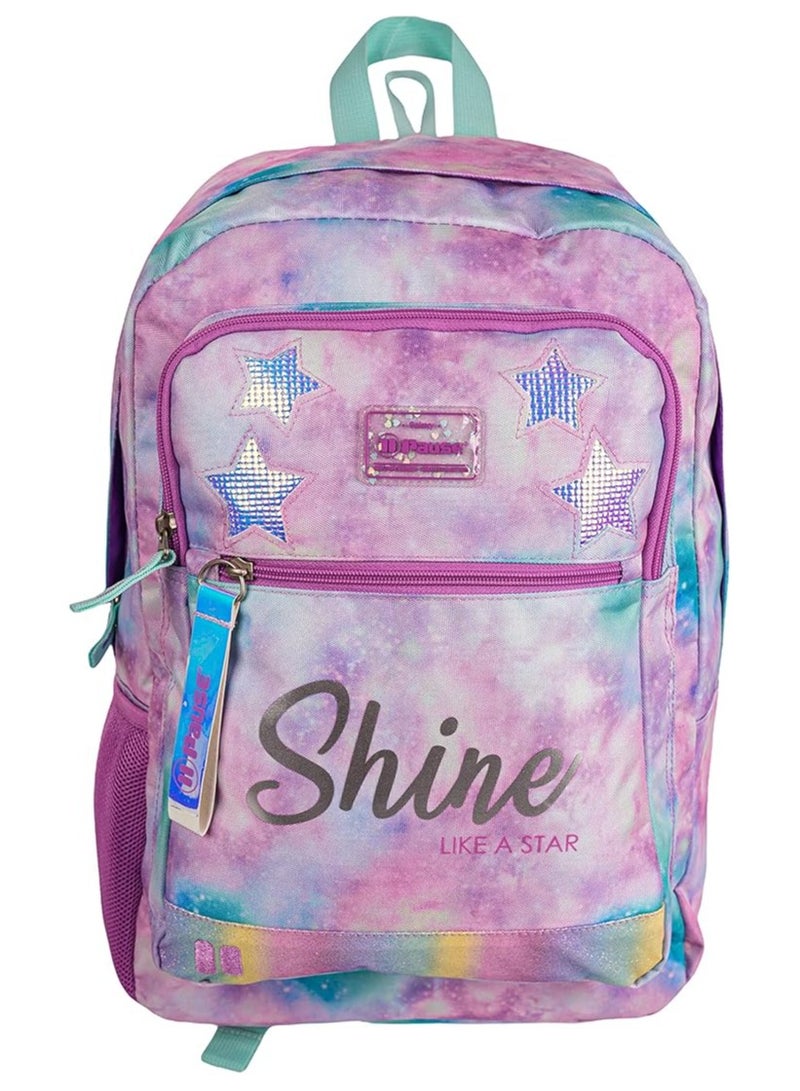 رينبو ماكس حقيبة ظهر من بوز لطلاب المدارس والكليات والسفر والمشي لمسافات طويلة مصممة لحمل الكتب مع مقلمة وجيب رئيسي واحد وجيبين أماميين وجيب جانبي، مقاس 44.4 سم، أرجواني - Image 1