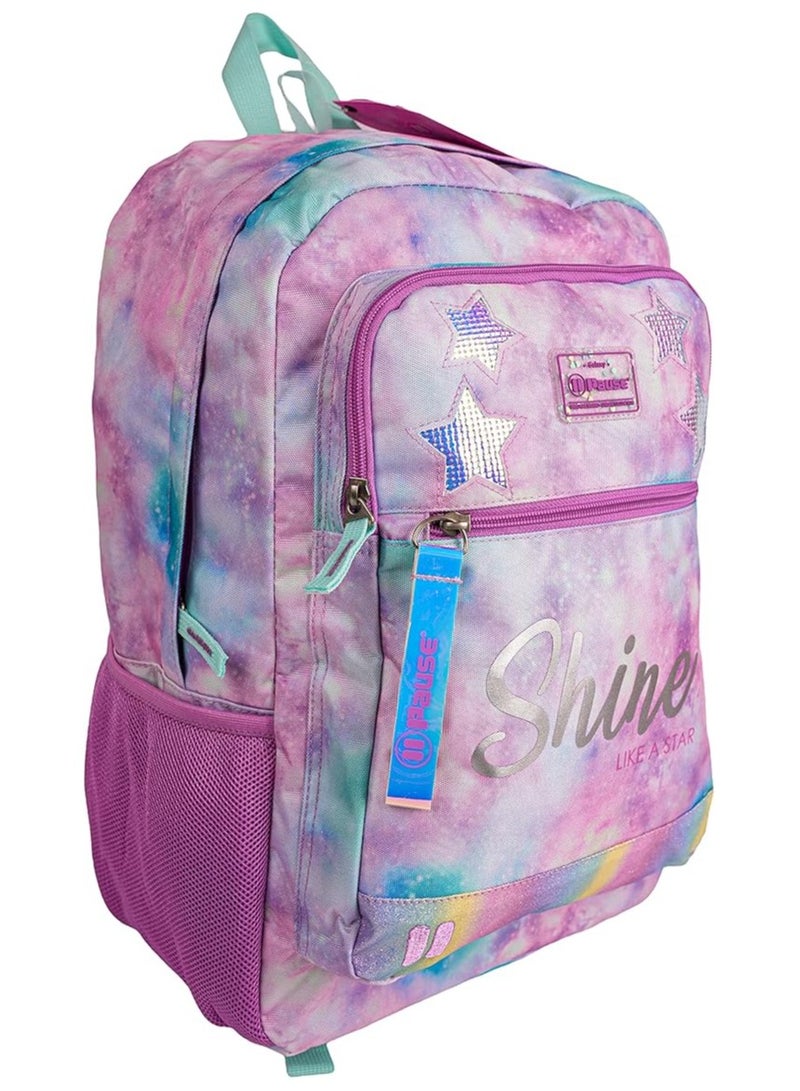 رينبو ماكس حقيبة ظهر من بوز لطلاب المدارس والكليات والسفر والمشي لمسافات طويلة مصممة لحمل الكتب مع مقلمة وجيب رئيسي واحد وجيبين أماميين وجيب جانبي، مقاس 44.4 سم، أرجواني - Image 2