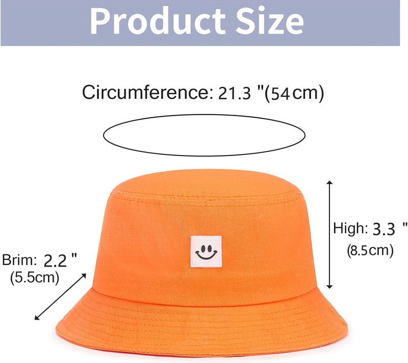 AJG Kids Sun Hat Smile Face Bucket Hat for Girls Boys Summer Sun Protection Cotton Unisex Beach Cap - Image 2