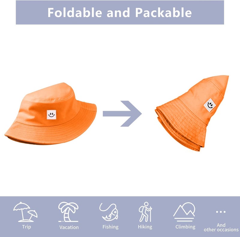 AJG Kids Sun Hat Smile Face Bucket Hat for Girls Boys Summer Sun Protection Cotton Unisex Beach Cap - Image 5