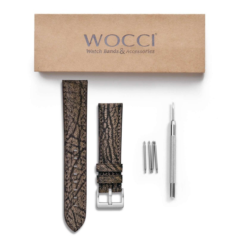 WOCCI 22mm Chevre Watch Band for Men, French Goat Leather Strap, Silver Brushed Buckle (Sandy Brown) - Image 4