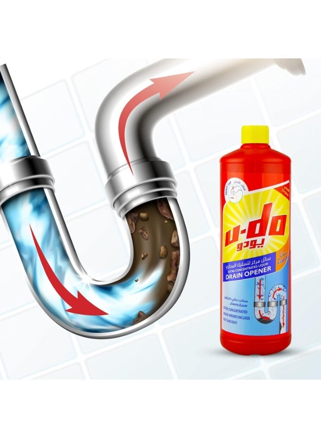 u-do U Do Drain Opener Liquid Pack of 2 1 Liter Each Powerful Drain Cleaner Clog Remover for Bathroom Kitchen Sink Shower and Pipes - Image 2