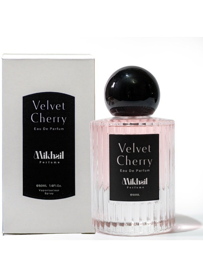 MIKHAIL Velvet Cherry Eau de Parfum for Women 50ml – Long-Lasting Warm Scent with Black Cherry, Almond, Turkish Rose & Tonka Bean – Luxury Niche Perfume - Image 1