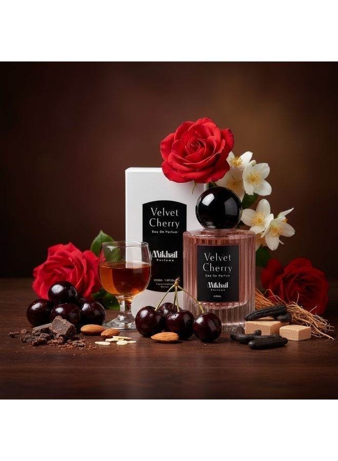 MIKHAIL Velvet Cherry Eau de Parfum for Women 50ml – Long-Lasting Warm Scent with Black Cherry, Almond, Turkish Rose & Tonka Bean – Luxury Niche Perfume - Image 3