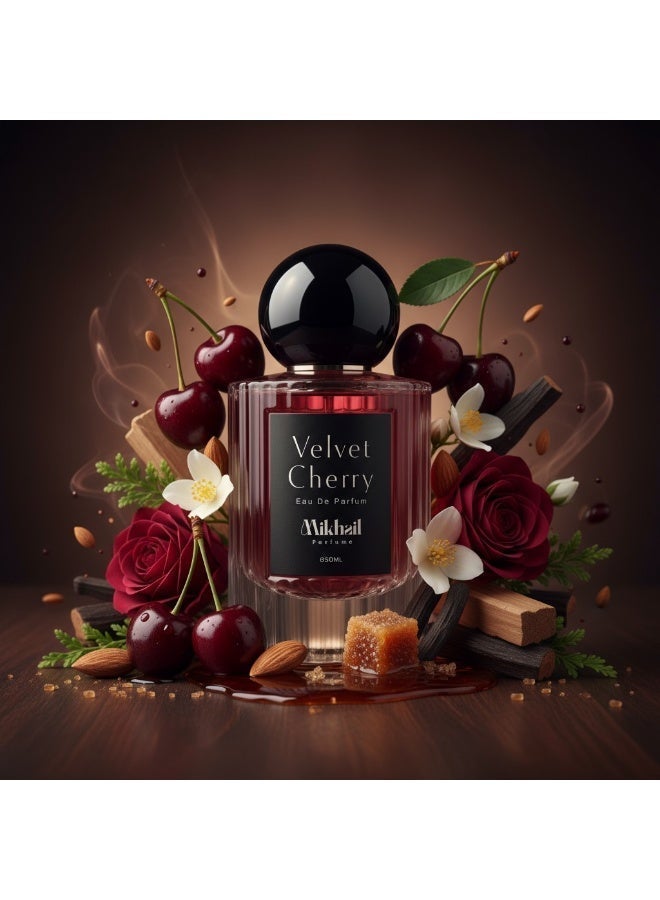 MIKHAIL Velvet Cherry Eau de Parfum for Women 50ml – Long-Lasting Warm Scent with Black Cherry, Almond, Turkish Rose & Tonka Bean – Luxury Niche Perfume - Image 2