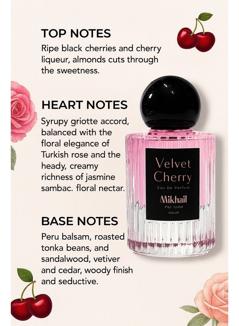 MIKHAIL Velvet Cherry Eau de Parfum for Women 50ml – Long-Lasting Warm Scent with Black Cherry, Almond, Turkish Rose & Tonka Bean – Luxury Niche Perfume - Image 4