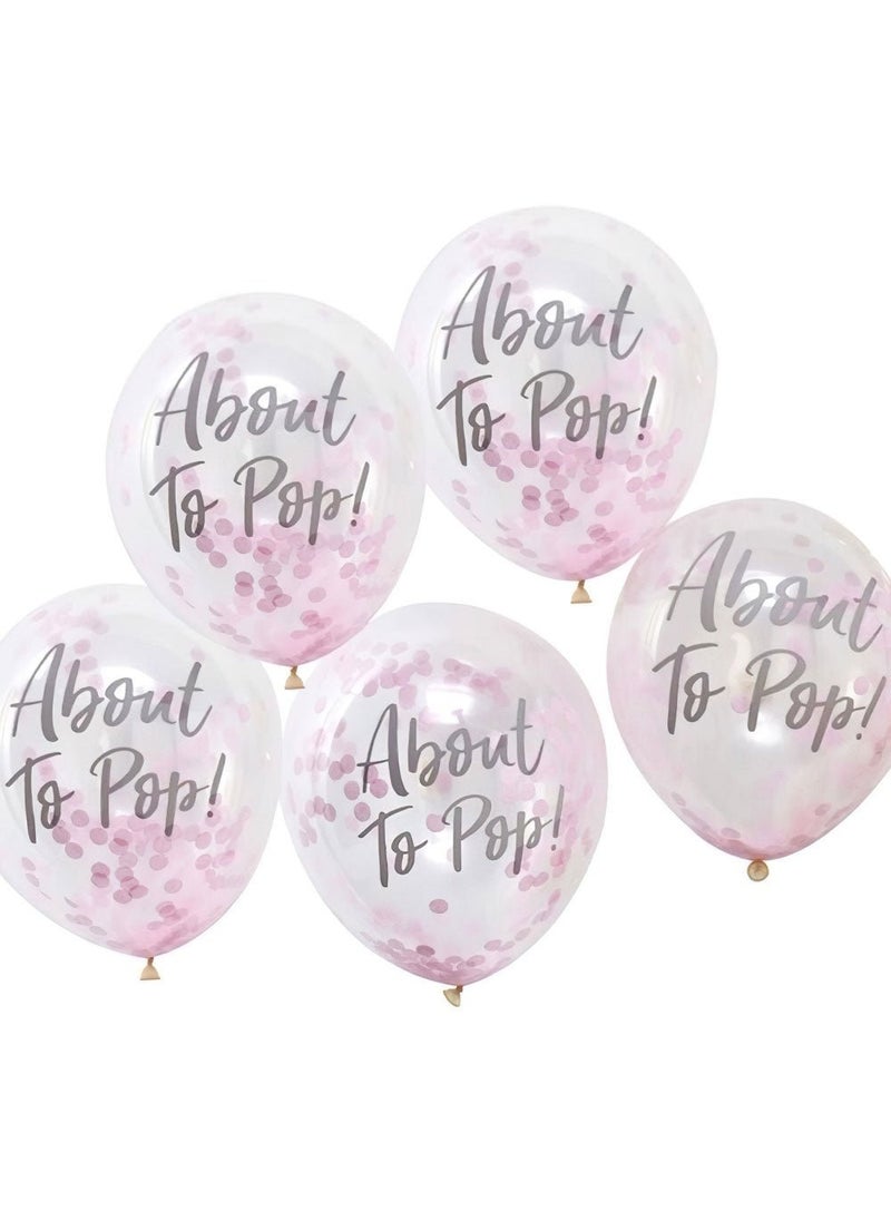 Ginger Ray About To Pop Pink Confetti Balloons 30cm 5-Pack
