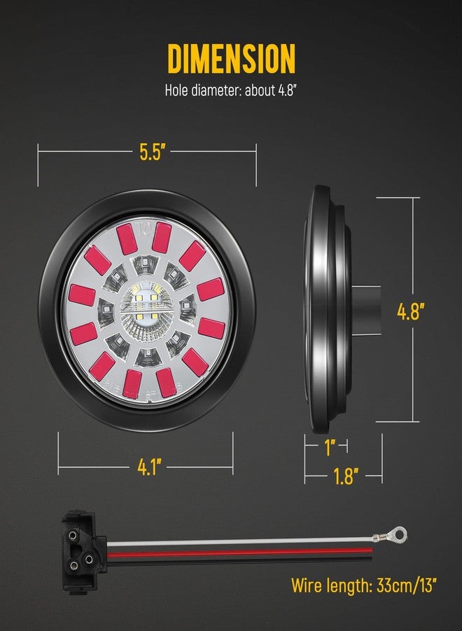 Partsam 4PCS 4 Inch Round LED Trailer Tail Lights 24 LEDs - Stop Turn Tail Brake Reverse Backup Combo Red/White - IP67 Waterproof Flush Mount Grommet Kit 10-30V for Truck RV Boat Trailer - Image 5