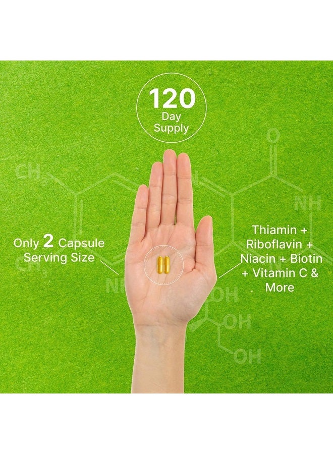 DEAL SUPPLEMENT مجمع فيتامين ب النشط | 240 كبسولة نباتية - فيتامينات ب ميثيلية وفيتامين سي استر، قوة عالية وسهولة الامتصاص - مكمل للمناعة والطاقة والتمثيل الغذائي - غير معدلة وراثيًا، نباتي - Image 5