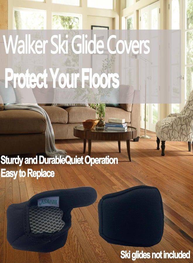 BIVIKEY Walker Ski Glide Covers 2-Piece |Set Foldable Walker Accessories Easy-to-Remove Replacement Sliders | Silent Indoor Sliders GlidePads Made from Durable Oxford Fabric Black - Image 3