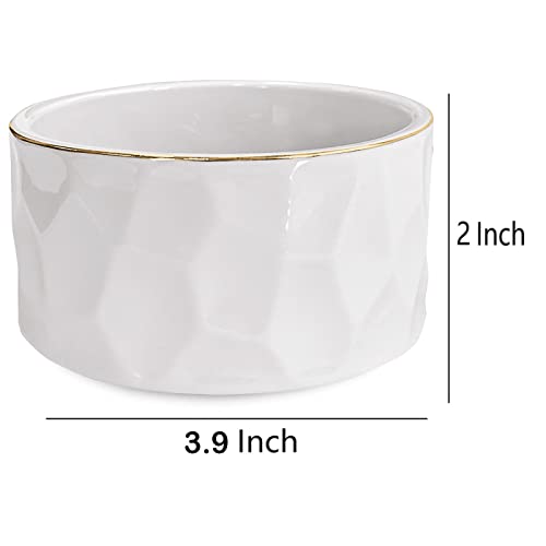 HOMSUN Paper Clip Holder Ceramic Paper Clip Holders Paperclips Holder Dispenser Cute Gold Line Paper Clip Organizer for Desk Binder Clip Holder Bobby Pin Hair Clip Holder Gift for Office White - Image 4