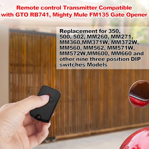 Kingdder 4 Pcs Gate Opener Remote Compatible with Mighty Mule RB741 Gate Control Remote Works Compatible with GTO RB741/FM135 Transmitter Control Single Button Garage Door Controller Replacement - Image 4