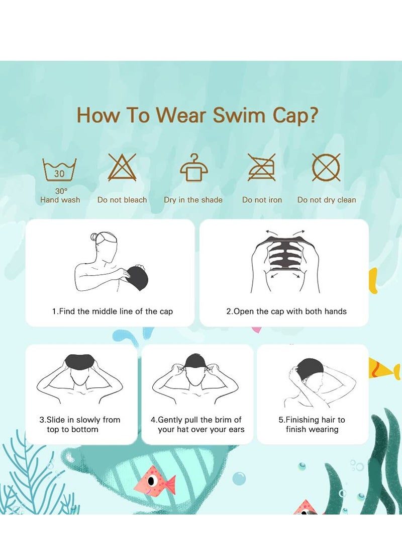 MUMS PLANET Swimming Cap, Waterproof Silicone Swimming Cap Large Elastic Stretch Freely for Swimming Equipment (Blue) _ Silicone Cap-Swimming cap - Image 4